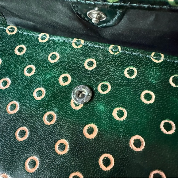 Vintage Handmade Green & Tan Polka Dot Leather Wallet. Pre-owned EUC - Picture 8 of 8